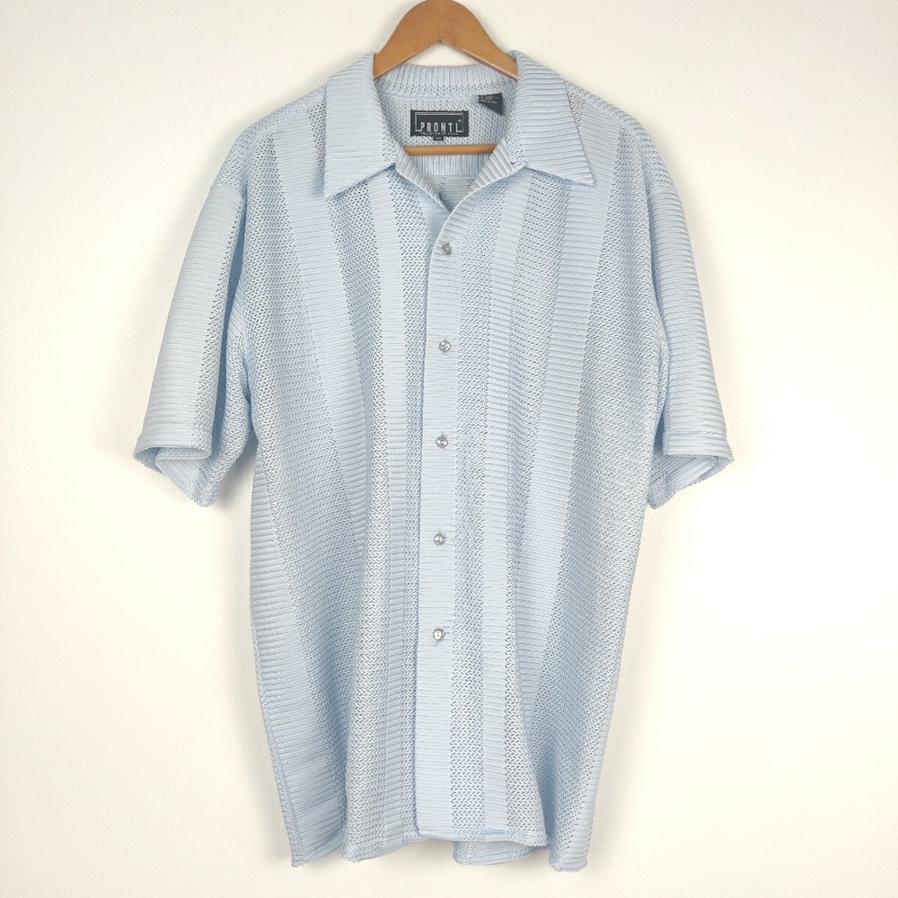Ponti by Phita Blue Men's Button up Short Sleeve
